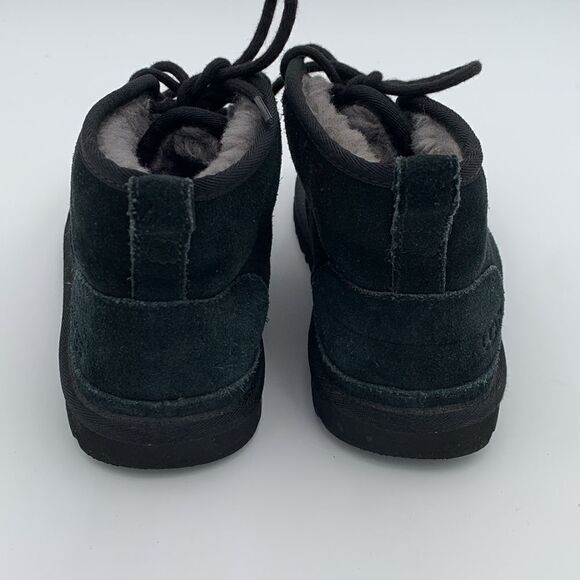 UGG Neumel black suede leather shearling wool lined ankle boots men’s size 7 - Picture 8 of 10